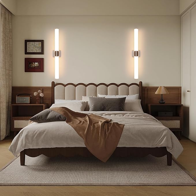 Modern Wall Sconce 30.4 Inch Brushed Nickel Bathroom Sconces Led Wall Lights with Acrylic Shade Hardwired Long Vanity Lighting Fixtures Over Mirror for Bedroom Living Room Hallway