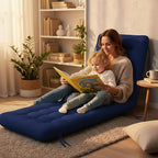 Long Floor Cushion Large Floor Cushion with Brushed Cotton 74.8 x 27.5 x 3.15 in Jumbo Lounger Pillow for Outdoor Indoor Bay Window Meditation Yoga Reading Sleeping(1 Pc,Navy Blue)