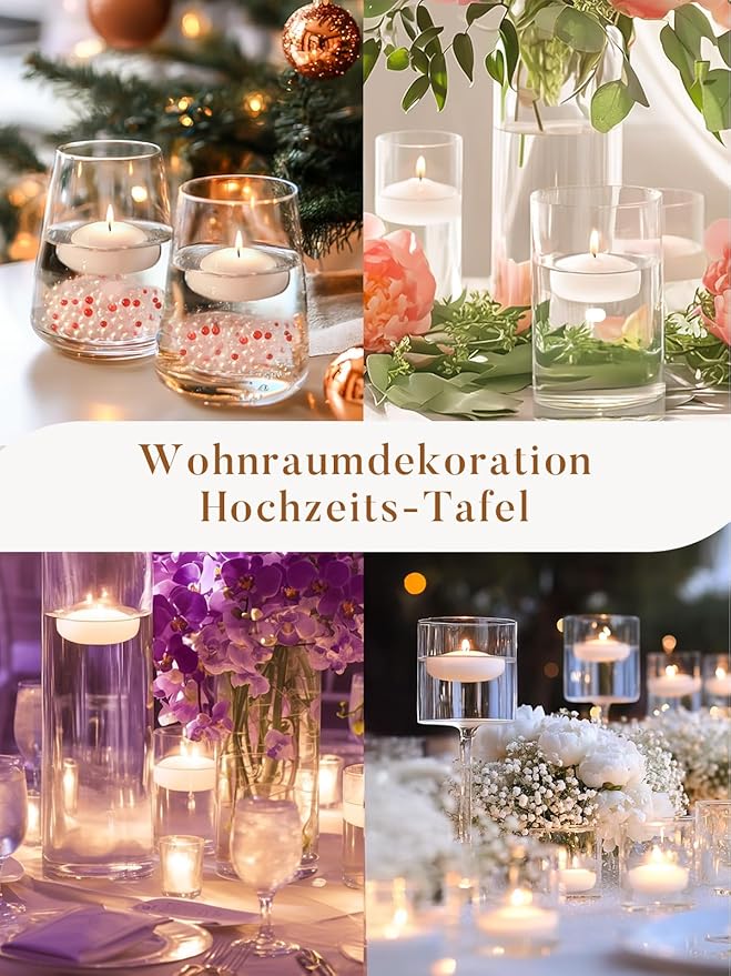 White Floating Candles 2 inch, 24 Pack Floating Candles 5-6 Hours Long Burning, Unscented Floating Candle for Centerpieces, Wedding, Christmas Lights, Romantic Night for Her/Him Set
