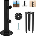 Patio Umbrella Base Stands, 3 in 1 Multifunctional Outdoor Umbrella Holder, In Ground Umbrella Base with Ground Spike Fixing,Parasol Base Mount for Concrete,Lawns,Granite