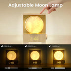 Sunrise Alarm Clock, 360-Degree Rotating Moonlight & 10 White Noise Sounds, Dual Alarm & Snooze for Heavy Sleeper, Timer, Wooden Bedroom Light Gift - Wood
