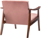 Accent Chair with Velvet Upholstery and Solid Wood Frame, Classic Mid-Century Modern Living Room Furniture for Extra Seating, Rose