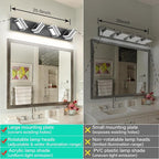 SOLFART Bathroom Vanity Light Over Mirror - 4 Light Led Vanity Light Fixture 26inch Matt Black Lights for Bath