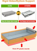 punemi Under Bed Storage Containers, 2 Pack 4.5 Inch Tall Low Profile Underbed Clothes Storage Organizer Bin with Sturdy Side & Bottom Support, Use as Clothes Organizer, Pillow and Blanket Organizer