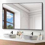 Black Bathroom Mirror for Wall, 60x40 Inch Rectangle Mirrors with Metal Frame, Modern Vanity Wall Mirror Decor for Entryway Hangs, Bathroom Living Room Horizontal or Vertical