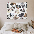 VUMIVI Dog-Head Tapestry Cartoon Pet Illustrations Cute Funny Animals Colorful Graffiti Tapestry Wall Hanging for Living Room Bedroom Dorm Classroom Aesthetic Decor W60xL50in