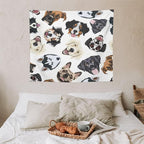 VUMIVI Dog-Head Tapestry Cartoon Pet Illustrations Cute Funny Animals Colorful Graffiti Tapestry Wall Hanging for Living Room Bedroom Dorm Classroom Aesthetic Decor W60xL50in