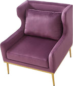 Merax Luxury Velvet Accent Chair, Modern Mid-Century Armchair for Living Room, Bedroom Reading Corner, Comfortable Tufted Single Seater Sofa Chair with Iron Legs (Purple)