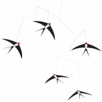 5 Flying Swallows Hanging Mobile - 24 Inches - Premium-Grade Cardstock - Handmade in Denmark by Flensted