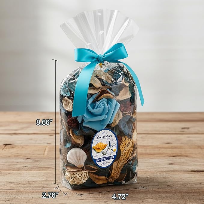 Potpourri Bag & Essential Oil Bracelet Set, Ocean Breeze Scent Potpourri Summer Bowl Filler, Beach Coastal Decor + Aroma Diffuser Stainless Bracelet, Women Gifts on Birthday, Christmas -Blue