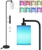 RGB Floor Lamp for Living Room with Remote and Foot Switch, Modern Standing, Dimmable Corner Lamp,10W Bulb 3 Color Temperatures, for Bedroom, Office, Corner, ETL Listed, White RCW19LD05