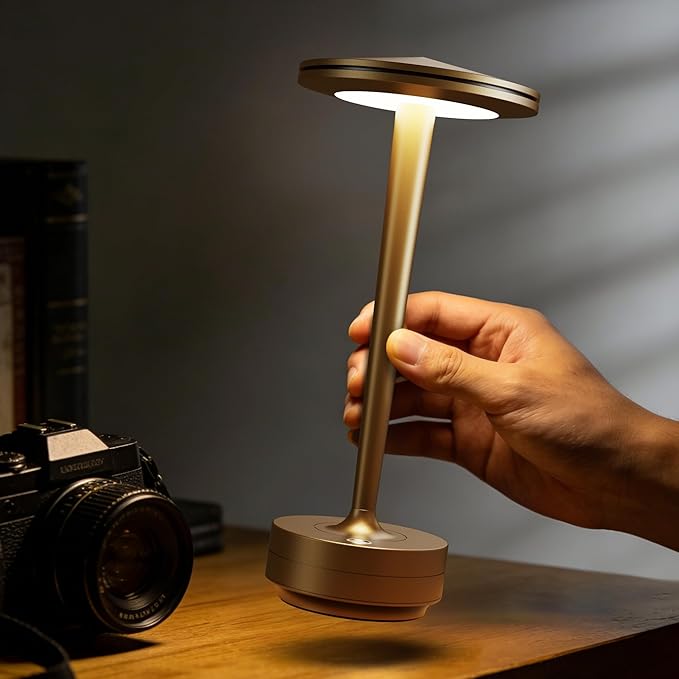 Cordless Table Lamp Rechargeable,6000mAh Battery Operated LED Desk Lamp 3 Color Stepless Touch Dimming,Waterproof Portable Memory Function Light for Bedroom,Outdoor,Patio,Dining,Restaurant Bronze