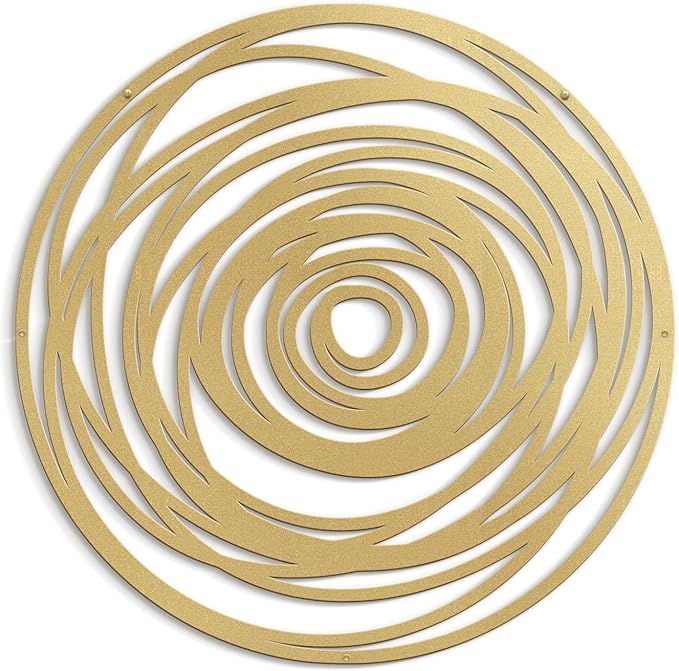 SIGNLEADER Metal Wall Art Decor Abstract Geometric Circles Minimalist Modern Abstract Wall Sculpture Hangings Home Decoration for Living Room, Bedroom, Bathroom, Kitchen, Outdoor - 18" Gold