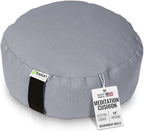 Bean Products Zafu Meditation Pillows for Sitting on Floor, Yoga Cushion, Cotton/Buckwheat Fill Yoga Pillow, Zafu Meditation Cushion, Zen Kneeling Prayer Pad- Made in USA - 14" Round - Stone Gray