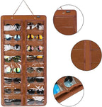 AROUY Sunglasses Organizer Storage, Hanging Dust Proof Wall Pocket Glasses Organizer - 16 Felt Slots Sunglass Organizers Holder with Metal Hook and Sturdy Rope (Brown, Dust Proof)