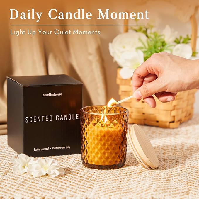 Lavender Candle for Home Scented, Natural Soy Candle for Women with 20H Burn Time Non-Toxic Aroma, 4.2oz Long Lasting Smokeless Aromatherapy Jar Candle Gift for Wedding, Birthday, Party