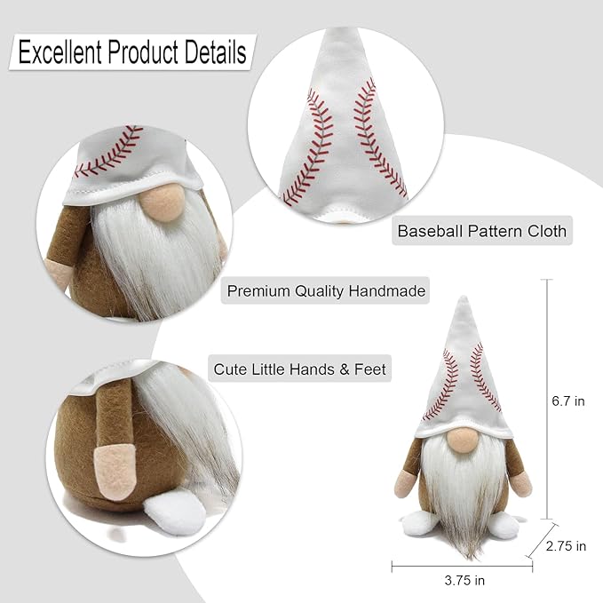 Little Baseball Gnomes Plush Ornaments Cute Swedish Tomte Nisse Dwarf Gnome Doll Sports Game Fans Gifts Tiered Tray Home Decoration