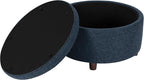 HomePop Round Storage Ottoman - Textured Navy