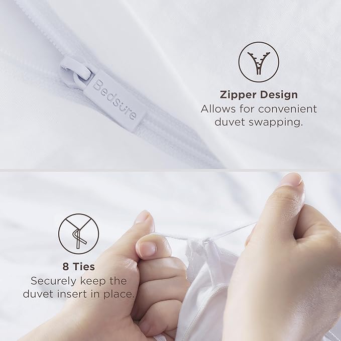 Bedsure Light Grey Duvet Cover King Size - 3 Pieces Prewashed Cotton-Like Polyester Extra Soft Bedding Set, Includes 1 Duvet Cover 104x90 Inches with Zipper Closure & 2 Pillow Shams, No Comforter