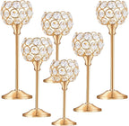Crystal Metal Tealight Candlestick, Bling Bowl Candelabras, Tall Crystal Candle Holders Elegant Candle Centerpiece for Dining Table Wedding Home Mantel Decor(Golden, 2 Sets(6 Pcs))