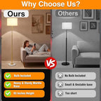 Modern Floor Lamp for Living Room with White Shade, Pull Chain Switch, 66" Tall Industrial Floor Lamps Reading with Marble Base for Bedroom Office (9W LED Bulb Included) -Gold