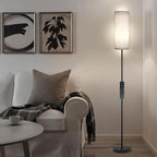 Floor Lamp for Living Room, Modern Standing Lamps with Lampshade, Minimalist Tall Lamp with Chain Switch for Living Room, LED Bulb Included (Beige Shade-Remote Bulb)