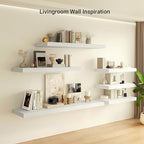 Heimlove 12 Inch Deep Floating Shelves, 55 x 12 inches Long Wall Shelf, Large Extra Display Shelf & Storage Shelf, Rustic Wood Wall Shelves for Fireplace Mantel, Set of 1(White)