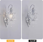 Silver Crystal Vintage Wall Sconces Set of 2 Indoor Hardwired Wall Light Fixture, Modern Wall Mount Lamp Light for Bedroom Living Room Bathroom Vanity Light Hallway Light Fixture Decor LED E12