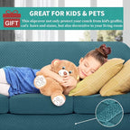 YEMYHOM Latest Checkered 3 Pieces Couch Covers for 2 Cushion Couch High Stretch Thickened Love Seat Sofa Cover for Dogs Pets Anti Slip Elastic Loveseat Slipcover Protector (Teal), 55"-69"(2 Cushions)