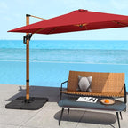 Tangkula Umbrella Base Set of 4, Cantilever Offset Umbrella Stand with HDPE Frame, Water & Sand Filled Refillable Base, Easy-Fill Spouts for Patio, Poolside (Black)