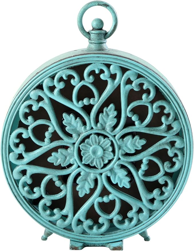 NIKKY HOME Antique Table Clock Silent Non-Ticking, Shelf Desk Top Clock Battery Operated Rustic Distressed Design, Shabby Chic Home Decor for Fireplace Mantel, Desktop, Countertop- Green