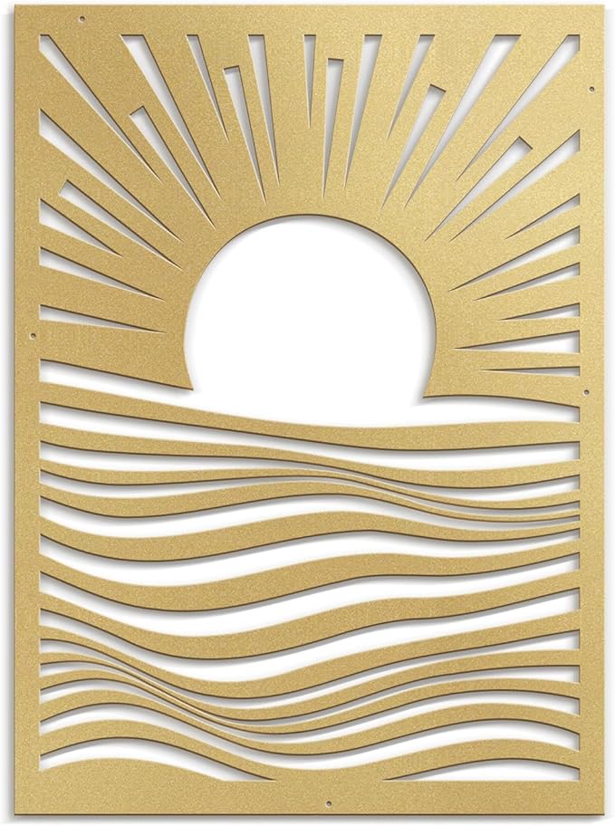 SIGNLEADER Metal Wall Art Decor Moons in Landscape Minimalist Modern Abstract Wall Sculpture Hangings Home Decoration for Living Room, Bedroom, Bathroom, Kitchen, Outdoor - 36" Gold