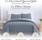 Southshore Fine Living, Inc. Queen Quilt Set, Full Size Bedspread with 2 Matching Pillow Shams, Soft Microfiber Lightweight Quilts, Queen Size Coverlet, Easy Care Machine Washable, Slate Blue