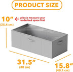 SpaceAid 2 Pack 10" High Under Bed Storage Containers, Large Underbed Storage Organizer Bins with Lids for Bedroom, Dorm, Clothes, Closet Organization, Bed Sheets and Blankets (Gray)