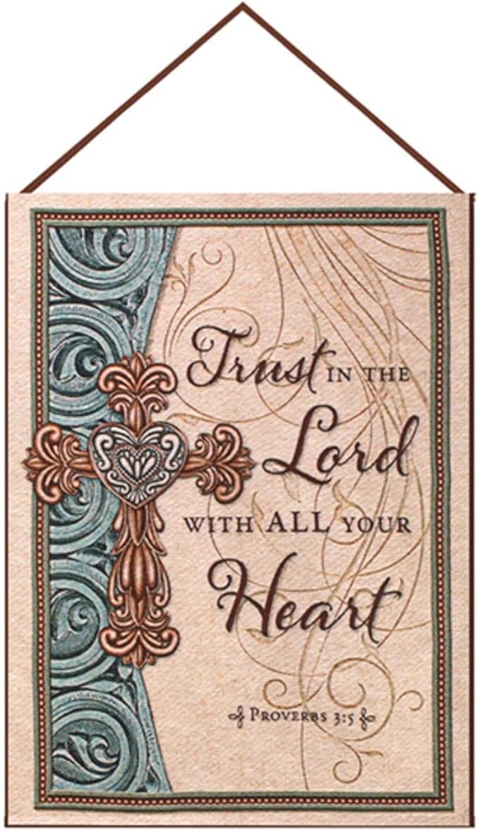 Manual Inspirational Collection Wall Hanging with Verse and Frame, Trust in The Lord, 13 X 18-Inch