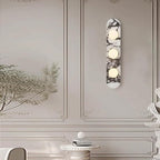 Natural Marble Wall Sconces, 2-Light Alabaster Wall Light in one sconce, Hardwired Wall Light Fixtures, Modern Wall Mount Wall Lights for Dining Room Stairs Bedroom