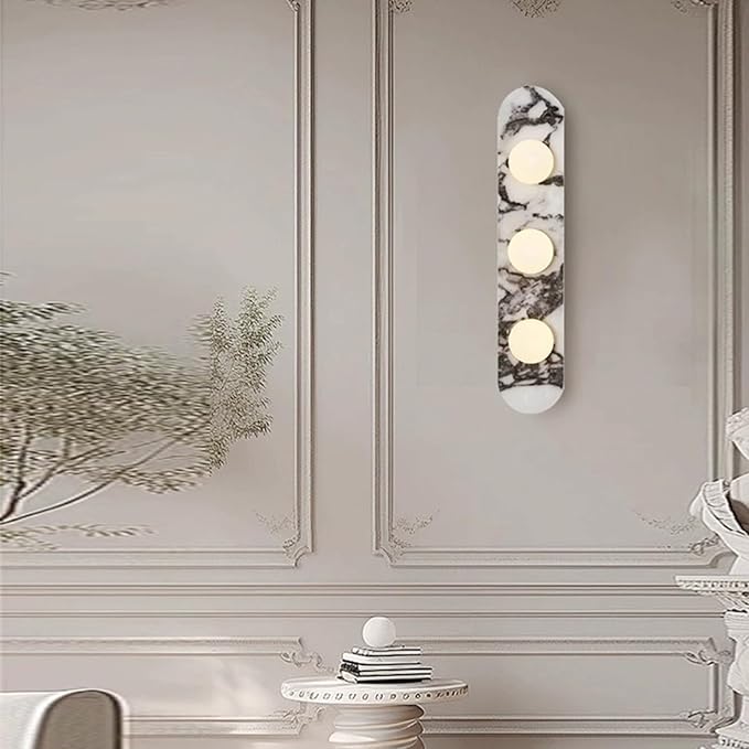 Natural Marble Wall Sconces, 2-Light Alabaster Wall Light in one sconce, Hardwired Wall Light Fixtures, Modern Wall Mount Wall Lights for Dining Room Stairs Bedroom