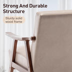 KEIKI Mid-Century Modern Accent Chair with Solid Wood Frame, Velvet Upholstered Chair with Supportive Foam Cushion for Relaxing & Reading