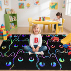 Black Cat Rug for Bedroom, Kids Cat Carpet for Girls Room Decor, Funny Cats Rugs Room Decor Playroom Cute Cats Themed Kids Area Rug Washable Non Slip Childrens Bedroom Mat 3x5 Feet
