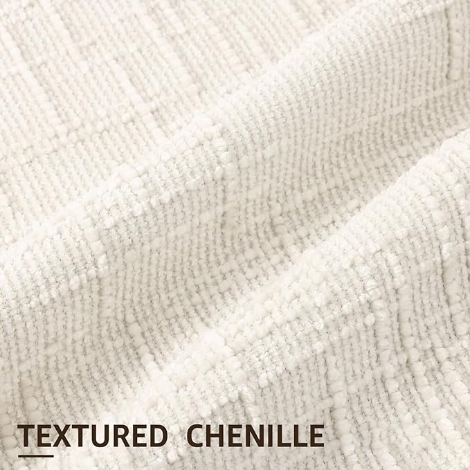 decorUhome Spring Cream White Chenille Throw Pillow Covers 12x20 Set of 2 Textured Soft Cozy Slubby Couch Pillow Covers Modern Farmhouse Boho Decorative Pillow Cases for Bed Sofa Living Room