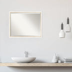 Amanti Art White Wall Mirror 24x30 Morgan White Gold Rectangle Bathroom Mirror for Wall Decor Living Room, Large Modern Wood Frame, Hangs Horizonally and Vertically, Bathroom Decor, Beveled Edge
