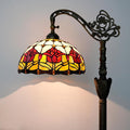 Tiffany Floor Lamp Vintage Standing Lamp Red Tulip Style Stained Glass Floor Light Rustic Corner Gooseneck Floor Lamp with Adjustable Angle for Home Decor Living Room Bedroom 12X12X63 Inches
