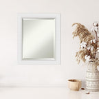 Amanti Art White Wall Mirror 24x20 Blanco White Rectangle Bathroom Mirror for Wall Decor Living Room, Small Modern Wood Frame, Hangs Horizonally and Vertically, Bathroom Decor, Beveled Edge