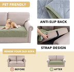 H.VERSAILTEX Couch Cover Chenille Pet Fuzzy Sofa Covers for 2 Cushion Couch Anti Slip Washable Sofa Slipcovers with Strap Soft Couch Protector Cover for Dogs Cats Kids(36" x 63", Tender Green)
