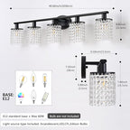 5-Light Bathroom Light Fixtures,Crystal Black Vanity Lights for Bathroom,Modern Bathroom Lights Over Mirror, Black Vanity Light Fixtures