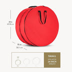ZOBER Christmas Wreath Storage Container 24 Inch - Wreath Bag Fits 2 Wreaths Box - 600D Oxford Fabric - Interior Compartment for Storing Garlands, Wreaths Storage Bag W Strong Durable Handles - Red
