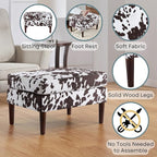 Convenience Concepts Designs4Comfort Marlow Ottoman 27" - Mid-Century Modern Upholstered Footrest & Seat for Living Room, Bedroom, Hallway, or Entryway, Brown Cow Print Fabric