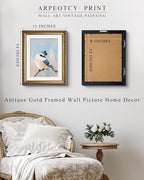 ARPEOTCY Vintage Gold Framed Wall Art Decor, 11x14 Inch Bedroom Bathroom Bird Picture Artwork, Canvas Wall Art for Living Room Bedroom, Antique Framed Painting Home Decor Aesthetic