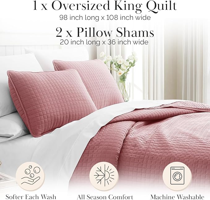 Southshore Fine Living, Inc. Oversized King Quilt Bedding Set with 2 Pillow Shams, Marsala Coverlet, King Size/California Bedspread, Soft Microfiber Bedding, Easy Care, Machine Washable, Marsala