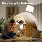 Arc Floor Lamps for Living Room, Modern Floor Lamp for Bedroom, Foot Pedal Control Standing Lamps with Adjustable Linen Lampshade, Tall Lamp with 9W Bulb for Office Reading Room Nursery (Black)